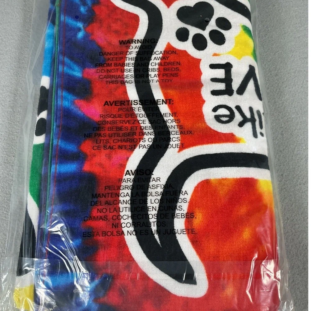 Dog Beach Towel 30x60 Southern Puppy Life Tie Dye Paw Print Pet‎ Lover New